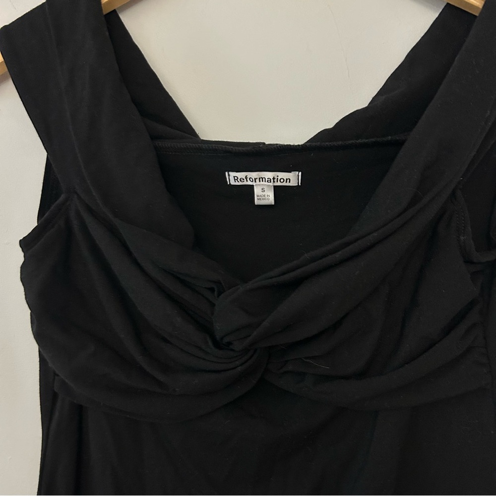 Reformation Vida Twisted Knit Mini Dress in Black - Picture 4 of 6